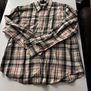 Lauren Ralph Lauren Women’s Casual Plaid Shirt - Black, White, Red size Medium